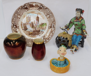 Group lot of vintage ceramics inc 2 x Carlton Ware Rouge royale vases (1 af) Ore