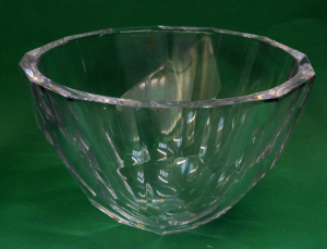 Large Heavy signed Orrefors - Sweden faceted bowl 28cm D - signed to base &