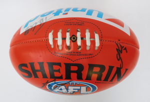 Signed Sherrin AFL Collingwood Football - Daicos, Crisp, Degoey, Murphy, Cameron