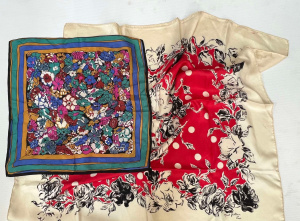 2 x Silk Scarves - Liberty small square & lge 1950s Marcel Guillemin, Paris