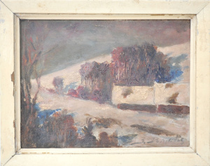 Julius Prieditis (1921 - 2006) Small framed Oil Painting - Winter Landscape - si