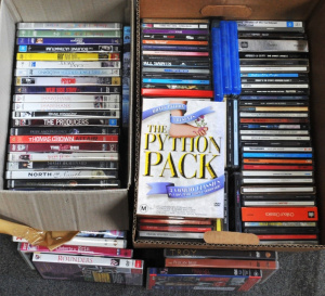 2 x Boxes of Assorted CDs & DVDs incl Monty Python REM, Oasis, Radiohead, Mi