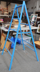 Blue Metal A Frame Ladder w Rungs to Either Side - Approx 156cm H