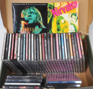 Box lot of Grunge, Rock & other CDs incl Nirvana Interview w Illustrated ook