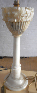 Lot 2 - Vintage c1900 Carved Alabaster Lamp Base - turned column with Carved Fol