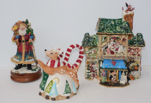 Lot 34 - 3 x Christmas ceramic themed display items inc Blue Sky Ceramics - The