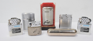 Lot 50 - Group Lot Vintage Chrome Plated Gas Cigarette Lighters - incl Glomesh R