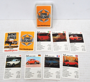 Lot 54 - Set - Vintage Waddingtons Star Trumps Card Game - Mini Cars - Mini 1000