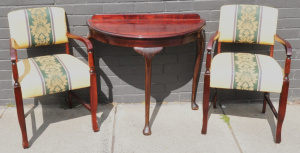 Lot 72 - Small lot - 1930s Furniture - Pair Bridge Chairs w Regency Stripe Uphol