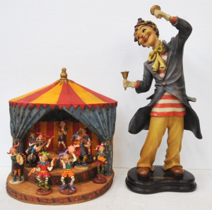 Lot 131 - 2 x Novelty Musical Clown Figures - incl Large Resin Clown Figure Hold