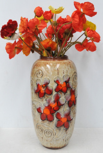 Lot 136 - Large Retro 1970s West German Pottery Vase - Raised Scrolly design &am