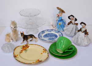 Lot 146 - Mixed Group lot inc Ceramic Poodle & Alsatian, Pretty lady figures