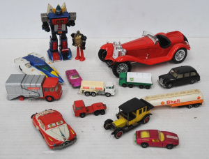 Lot 165 - Lot of Vintage Assorted Diecast Vehicles & Toys incl Japanese Tin