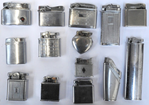 Lot 190 - Group Lot Vintage Mixed Chrome Plated Cigarette Lighters - incl Colibr