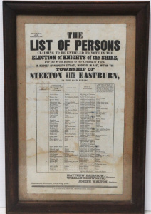 Lot 202 - Vintage c1846 Framed Poster - The List of Persons Claiming to be Entit