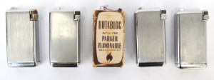 Lot 210 - Group Lot Vintage Silver Toned French Flaminare 'Parker' Cigarette Lig