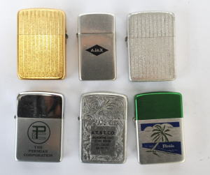 Lot 213 - Group Lot Vintage American Made Cigarette Lighters - incl Silver &