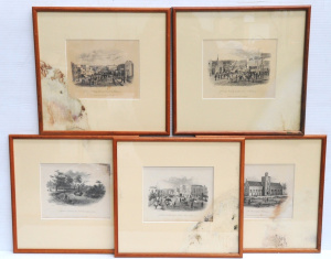 Lot 224 - Set of 5 Framed c1856 & 1857 ST Gill Engravings of Melbourne Scen