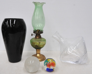 Lot 230 - Group Lot Vintage Glass - incl Italian Glass Vase, Krosno Carafe Jug,