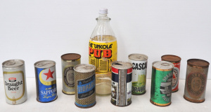 Lot 251 - Lot of Vintage Tinnies & Other Bottles w Some w Contents incl The