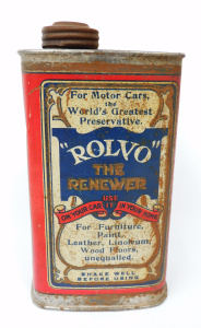 Lot 284 - Vintage Tin - Rolvo The Renewer - Use it on your Car or in your Home -