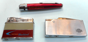 Lot 292 - Group cigarette Lighters advertising Datsun, incl Datsun Bluebird, Dat