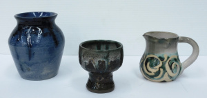 Lot 328 - 3 pces Australian Pottery inc Lucy Hatten Beck Goblet in earth tones 9