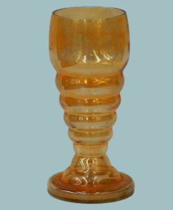 Lot 344 - Vintage c1930s Carnival Glass Ribbed Art Deco Vase - Marigold Lustre,