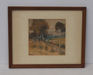 Elsie Barlow (1876 - 1948) Framed Watercolour & Gouache - Coastal Scene - si