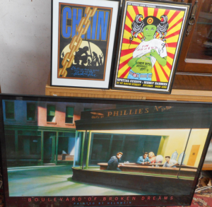 Group Framed pictures, including signed Tim Rogers at the Rainbow Hotel gig post