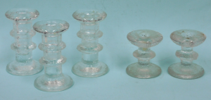 Group lot Finish Liittala Timo Sarpaneva Glass Candlesticks inc 3 x two ringed &