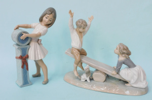 2 x Vintage Lladro figures inc School Girl - I Model 5147 reitred 1985 21cm H &