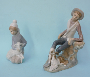 2 x Vintage Lladro figures inc Shepherd with Dog, Model 4659 retired 1985 20cm H