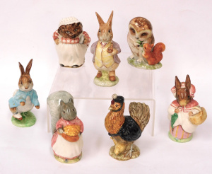 7 x Vintage Beswick Beatrix Potter Figures 1980s BP3b stamps inc Peter Rabbit, S