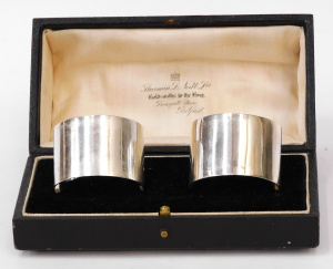 Boxed c1918 Pair Birmingham S ilver Napkins Rings by George Randle TW 65gms