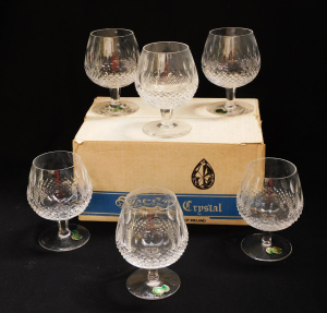 Boxed set of 6 vintage Waterford Brandy Balloon glasses - Colleen pattern - Hobn