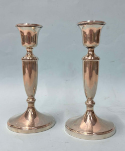 Pair S ilver Candlesticks - BHam 1962 - 15cms H - TW 335 grms