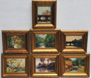 Rosemary Bedell (Ireland, 20th C) Group of small Gilt framed oil Paintings - inc