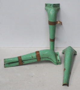 set of 4 x Vintage Green speckled Enamel stove Legs - 44cm H each