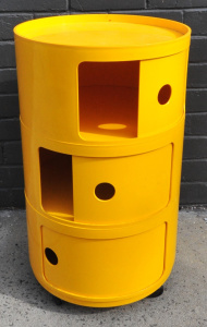 Vintage Kartell Yellow Componibili Storage Three Tier Storage Unit - Approx 70cm