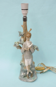 Vintage Lladro Lamp Base - Boy Holding Dove Model 4508 - af finger, Retired 39c