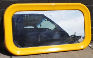 Vintage Rounded Yellow Retro Plastic Wall Mirror - Approx 90cm W