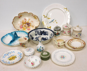 Group lot English China inc Shelley fluted pin dish Wedgwood Sage Jasper trinket