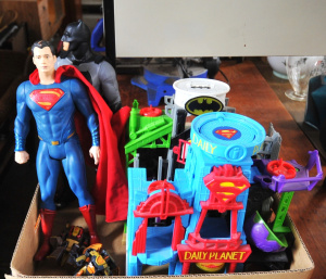 Lot of Mixed Toys & Other incl Batman Figuire, Superman Daily Planet Playset