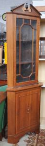 Vintage Chippendale Style Corner Cabinet w Inlaid Decoration - Approx 190cm H