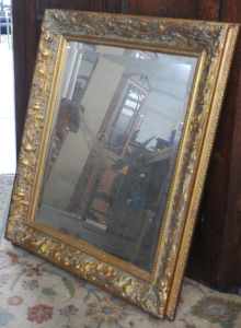 Vintage Decorative Gilt Framed Mirror w Bevelled Edge - Approx 80cm H x 65cm W