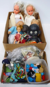 2 x boxes - assorted Vintage Dolls, Clothing & Accessories inc, black Winkie