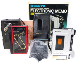 3 x Vintage items inc, boxed Sanyo Miniature Dictating Machine Electronic Memo,