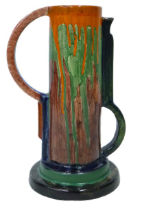 English Art Deco Jug - Hand painted with Stepped Base & asymmetrical handles