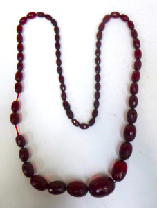 Vintage faceted Cherry Amber necklace,